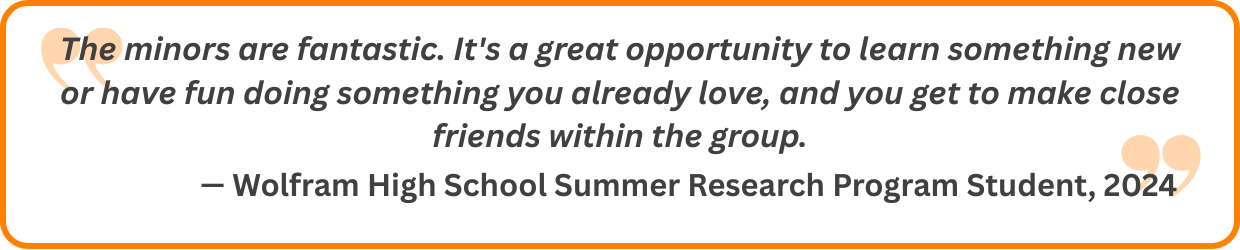 The minors are fantastic. It's a great opportunity to learn something new or have fun doing something you already love, and you get to make close friends within the group.